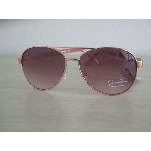 JESSICA SIMPSON J6009 RGDRS Women Pink Gold Aviator Chain Link Sunglasses $50 - Picture 1 of 7
